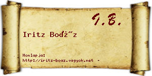 Iritz Boáz névjegykártya